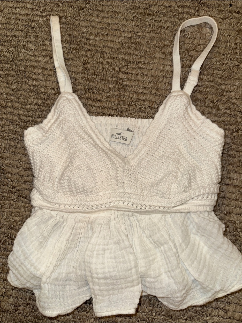 Hollister Size XS White Knit Peplum Bandeau Cami Excellent Conditions